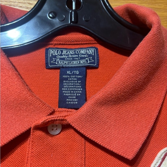 Polo Ralph Lauren Jeans Men's Orange Spell Out Polo Shirt XL - Picture 7 of 8